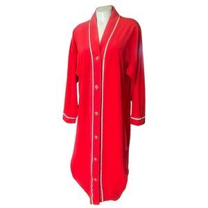 Pierre Cardin Vintage Red Velvet Woman’s Button Down‎ Robe Union Made